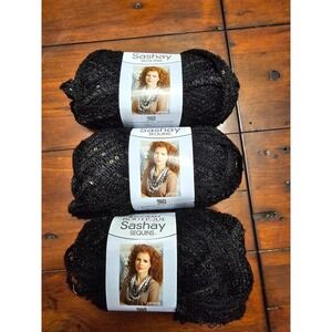 Sashay Sequins Yarn Black Caviar Acrylic Polyester 3.5oz